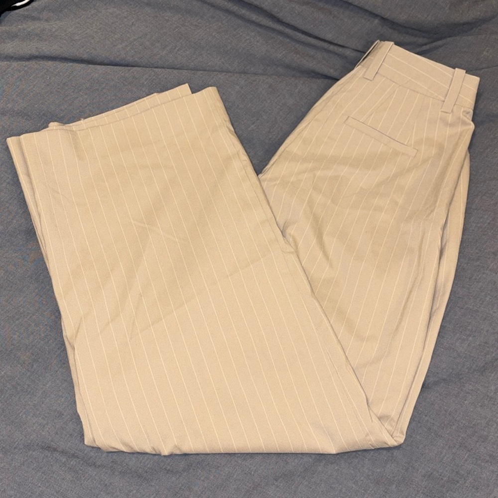 Frank And Oak - The Emma Ultra Wide Leg Pant - Size 00 - Beige Pin-Striped